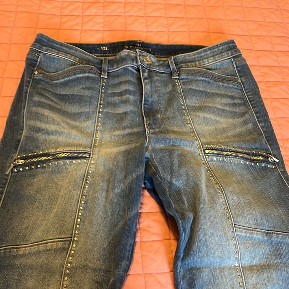 The Skinny ankle midrise jeans sz 12 long very good condish zippers & grommets